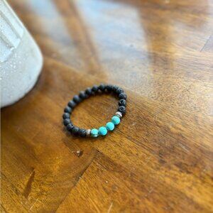 Turquoise and Black Stone Beaded Bracelet